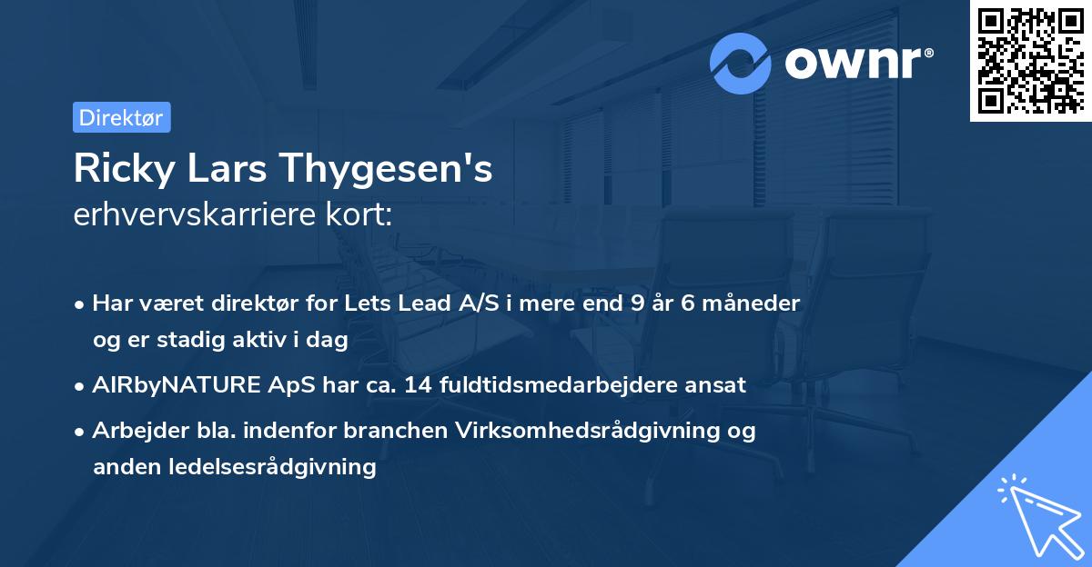 Ricky Lars Thygesen's erhvervskarriere kort