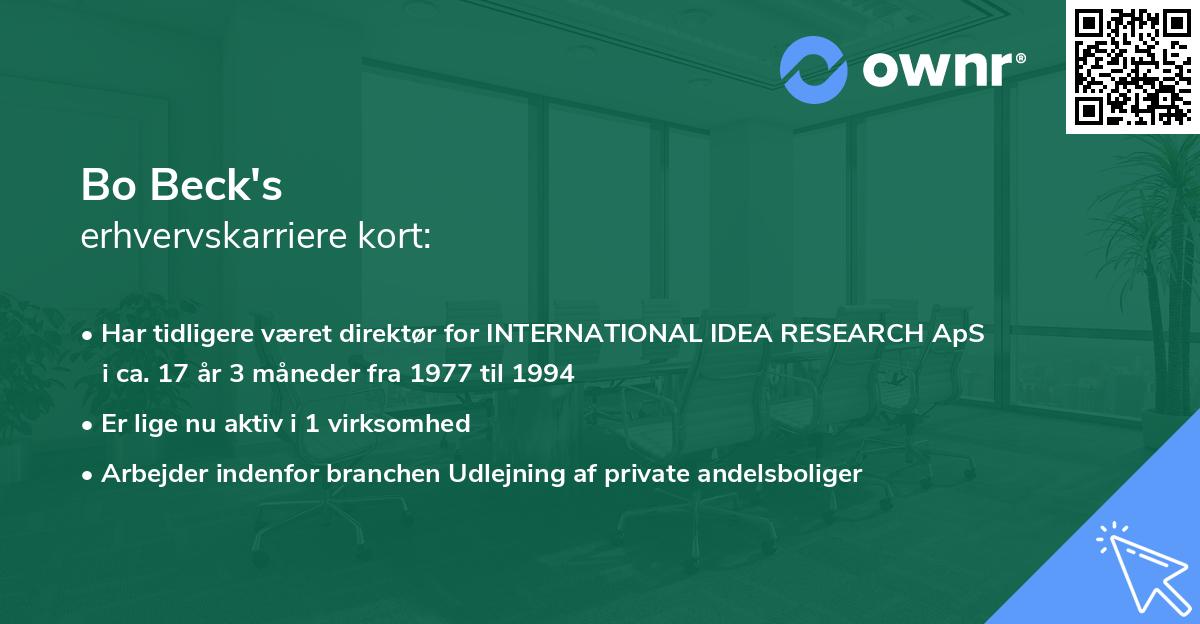Bo Beck's erhvervskarriere kort