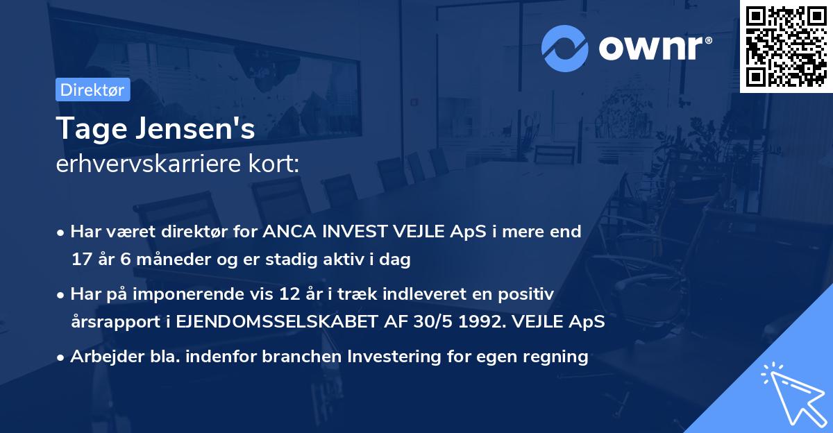Tage Jensen's erhvervskarriere kort