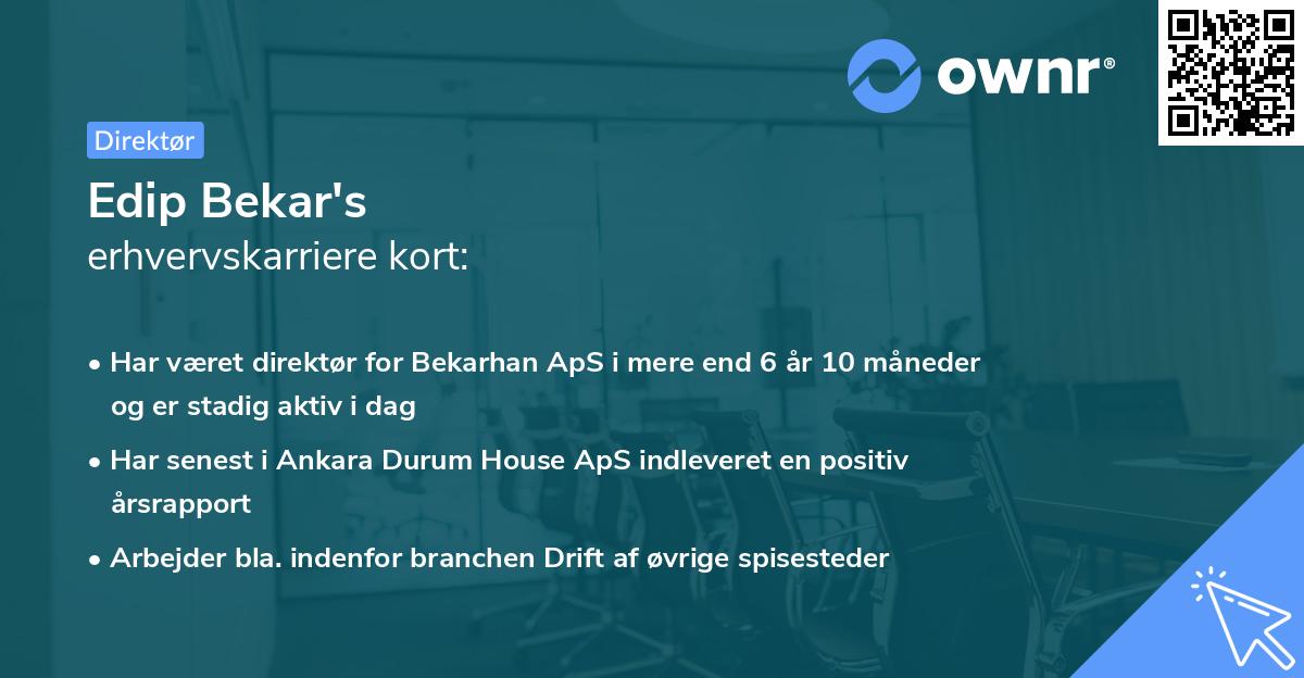 Edip Bekar's erhvervskarriere kort