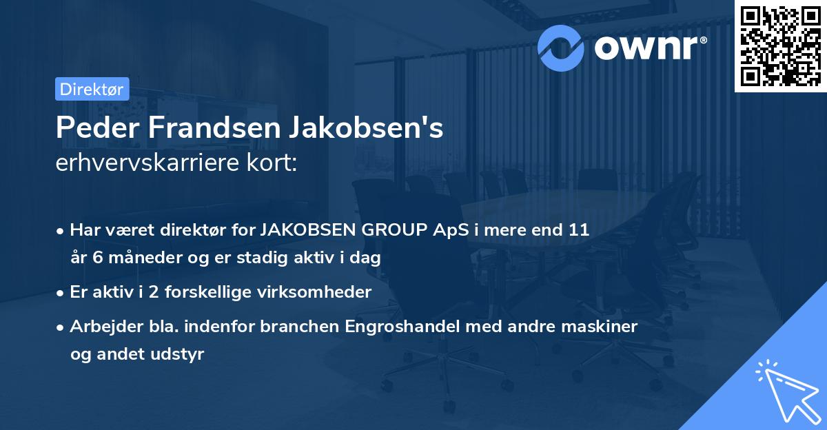 Peder Frandsen Jakobsen's erhvervskarriere kort