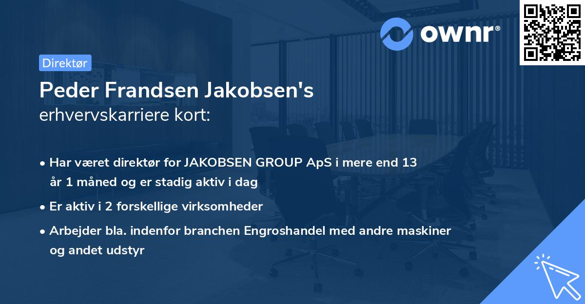 Peder Frandsen Jakobsen's erhvervskarriere kort