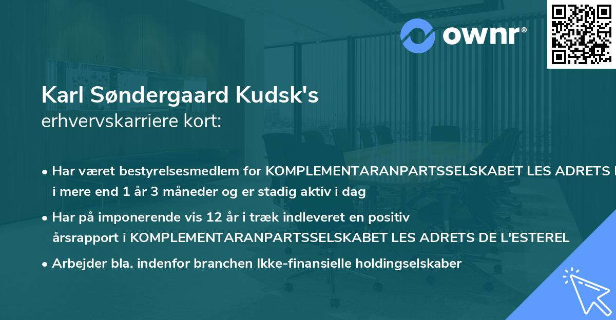Karl Søndergaard Kudsk's erhvervskarriere kort