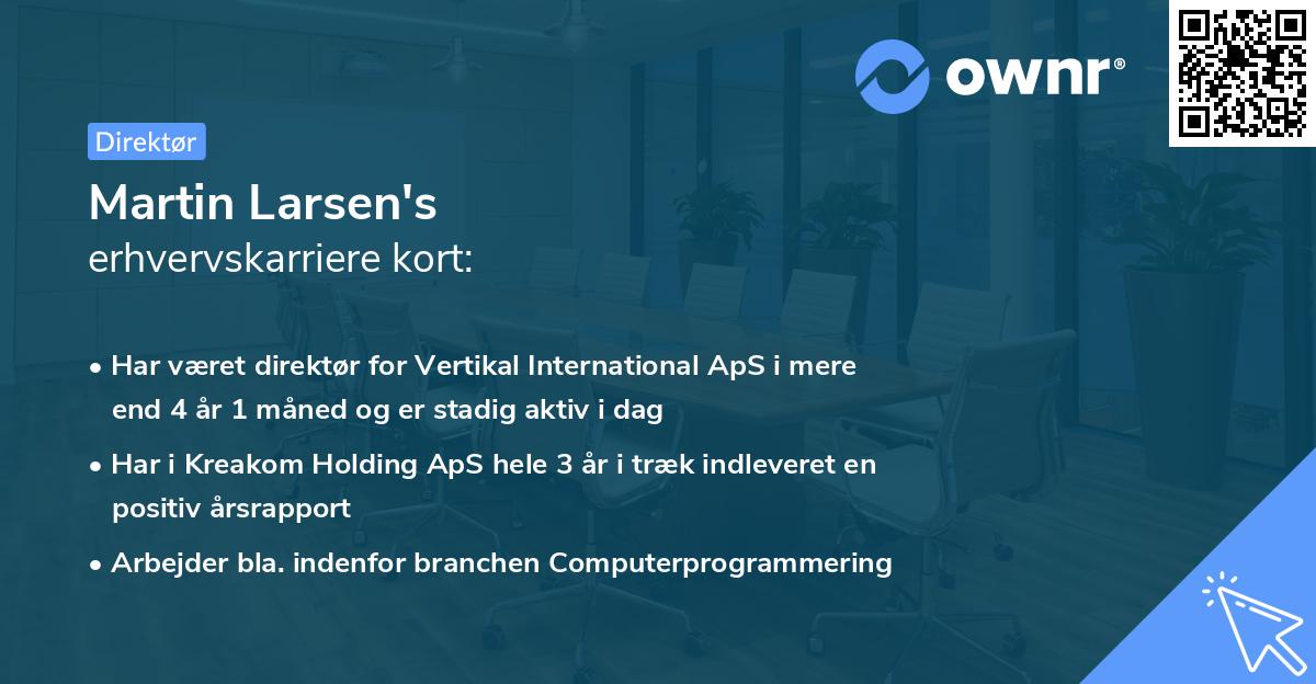 Martin Larsen's erhvervskarriere kort