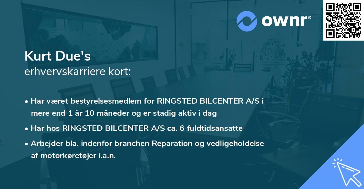 Kurt Due's erhvervskarriere kort