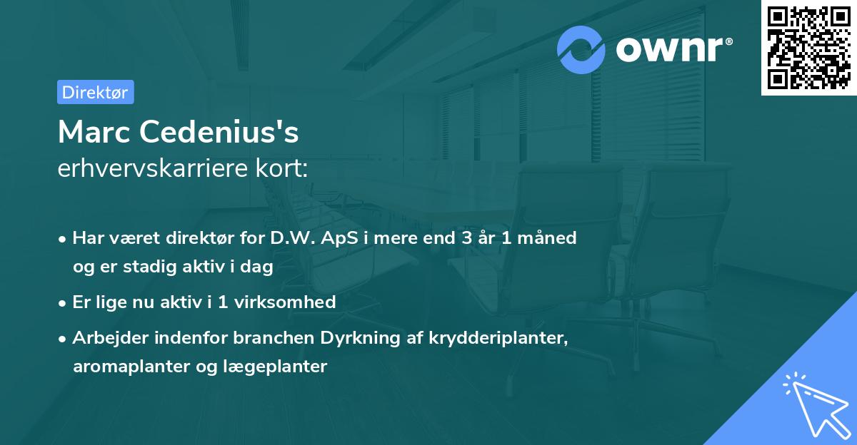 Marc Cedenius's erhvervskarriere kort