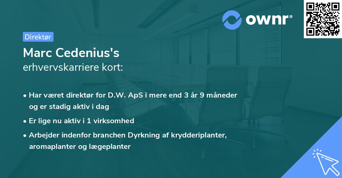 Marc Cedenius's erhvervskarriere kort