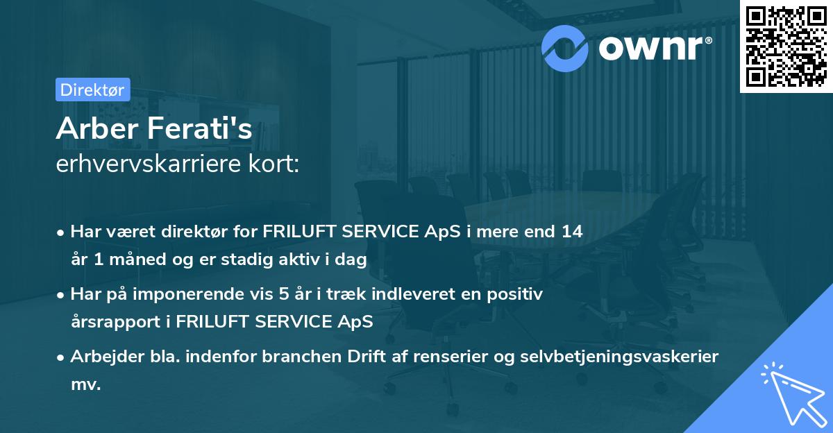 Arber Ferati's erhvervskarriere kort