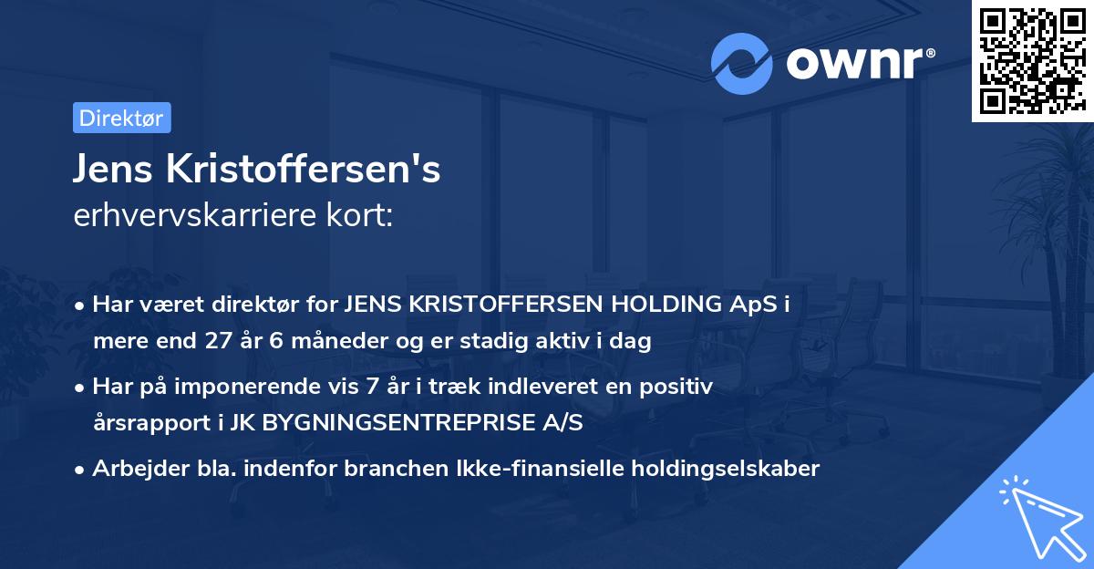 Jens Kristoffersen's erhvervskarriere kort