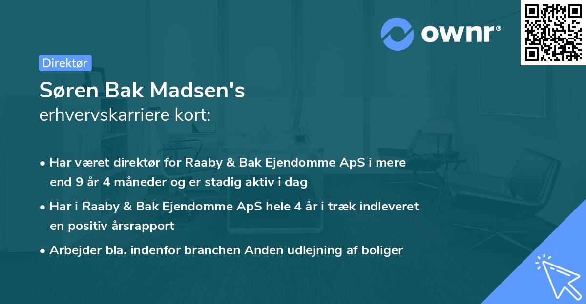 Søren Bak Madsen's erhvervskarriere kort