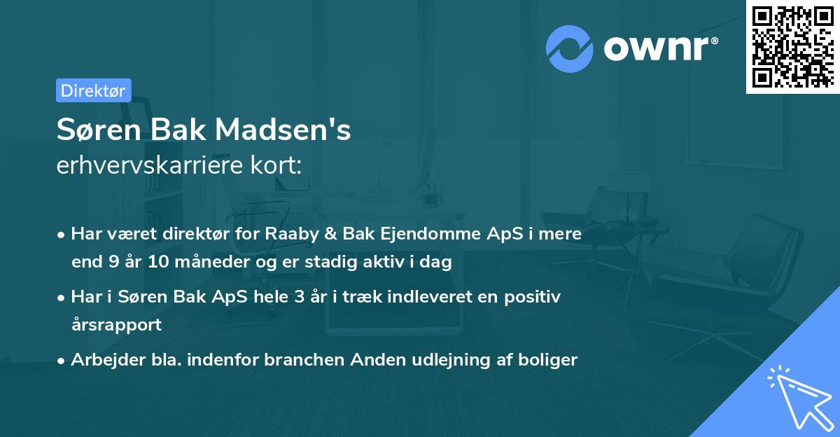 Søren Bak Madsen's erhvervskarriere kort