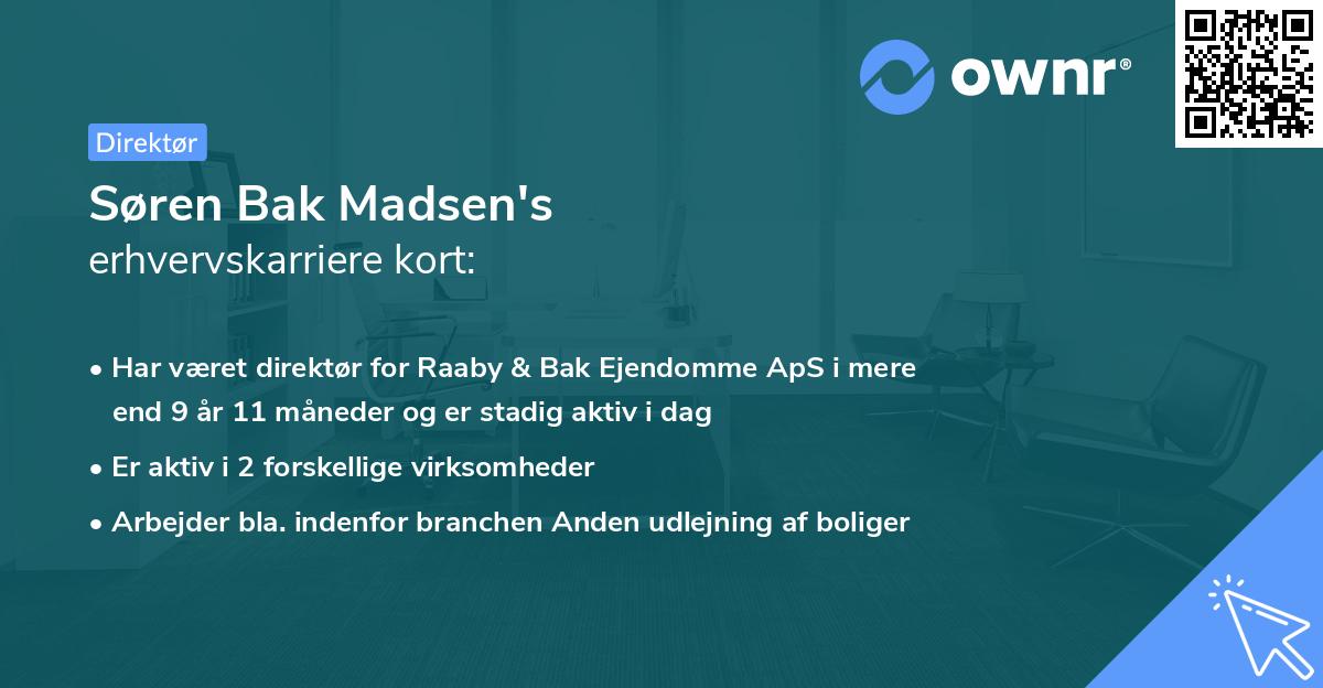 Søren Bak Madsen's erhvervskarriere kort