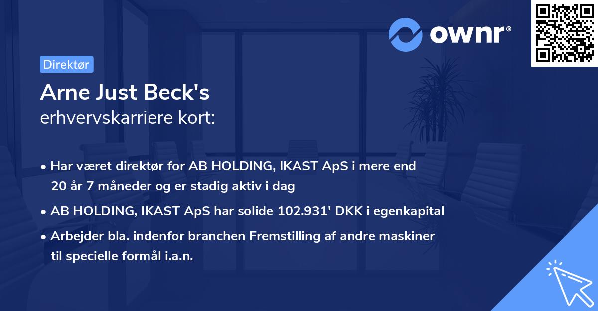 Arne Just Beck's erhvervskarriere kort