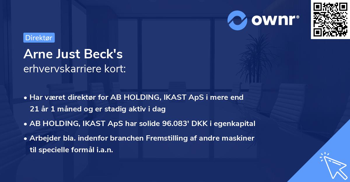 Arne Just Beck's erhvervskarriere kort