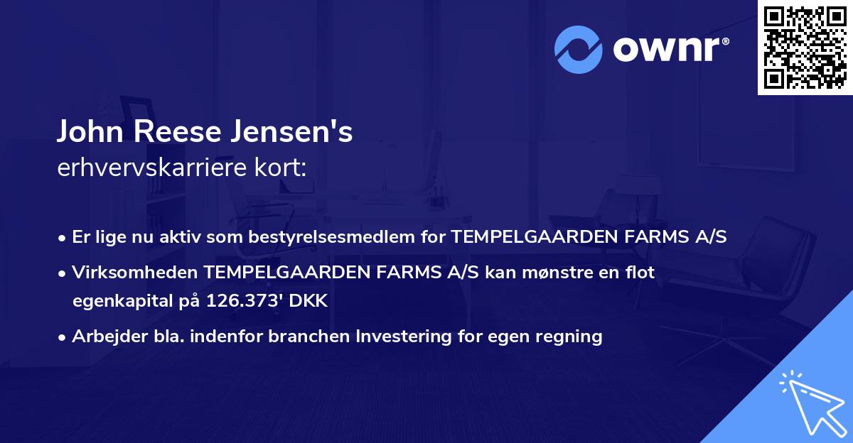 John Reese Jensen's erhvervskarriere kort