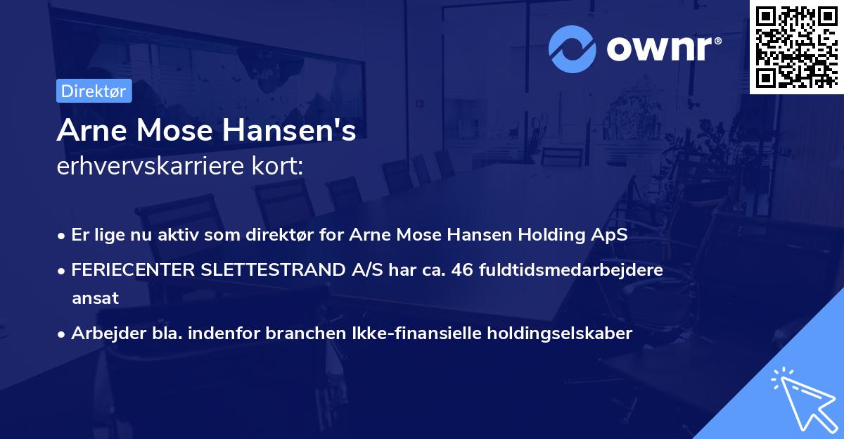 Arne Mose Hansen's erhvervskarriere kort