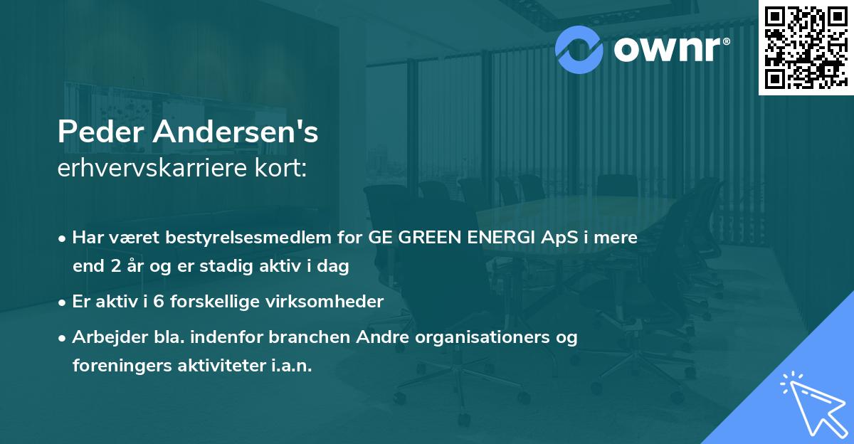 Peder Andersen's erhvervskarriere kort