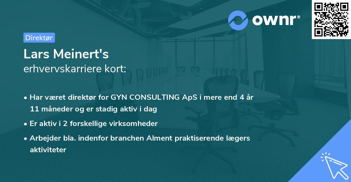Lars Meinert's erhvervskarriere kort
