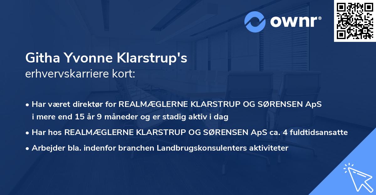 Githa Yvonne Klarstrup's erhvervskarriere kort