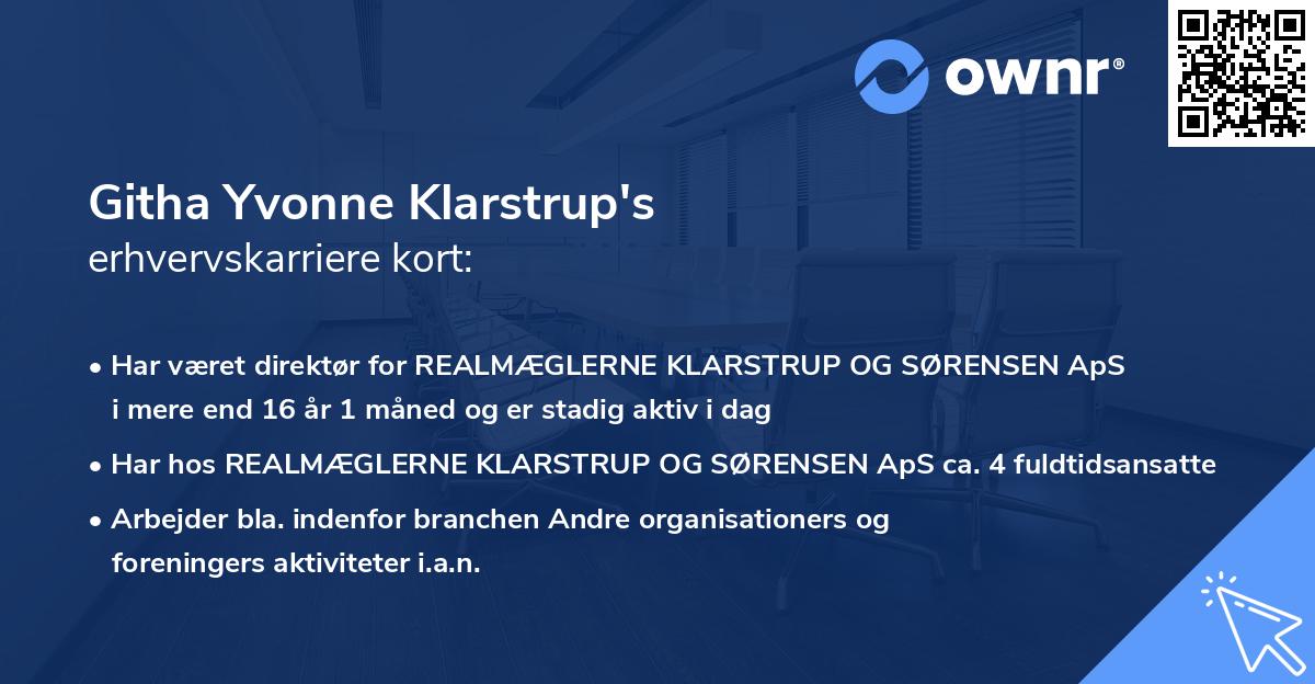 Githa Yvonne Klarstrup's erhvervskarriere kort