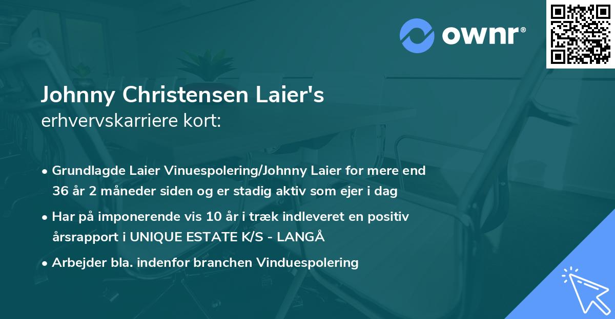 Johnny Christensen Laier's erhvervskarriere kort