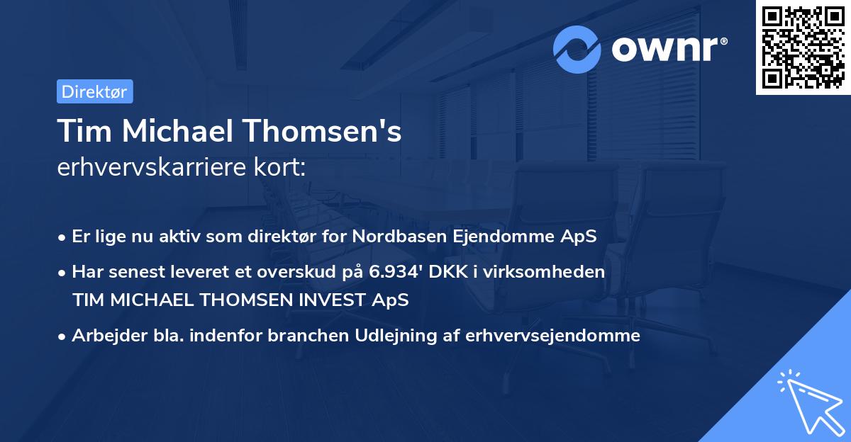 Tim Michael Thomsen's erhvervskarriere kort