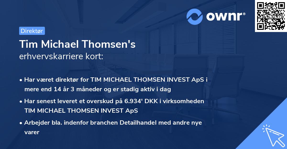 Tim Michael Thomsen's erhvervskarriere kort