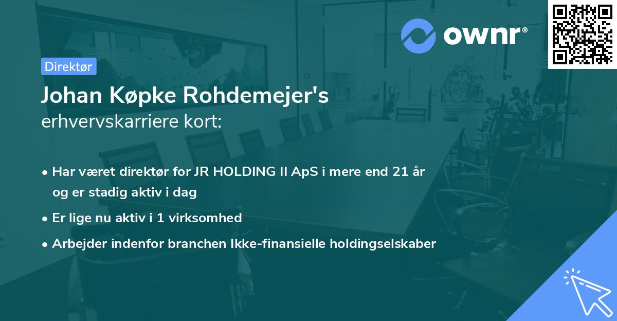 Johan Køpke Rohdemejer's erhvervskarriere kort