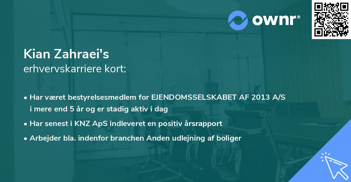 Kian Zahraei's erhvervskarriere kort