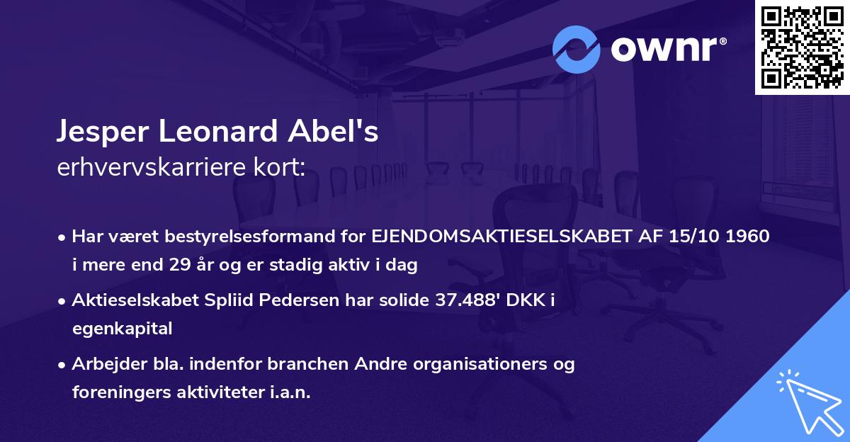 Jesper Leonard Abel's erhvervskarriere kort