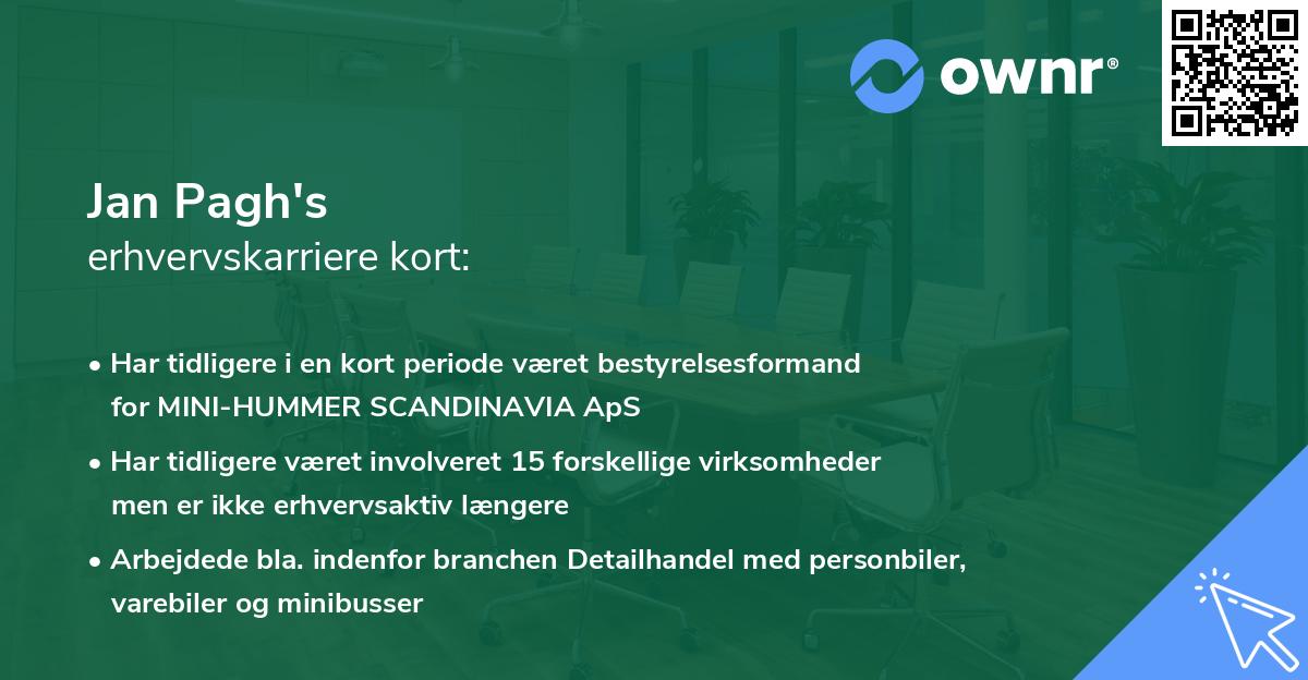 Jan Pagh's erhvervskarriere kort