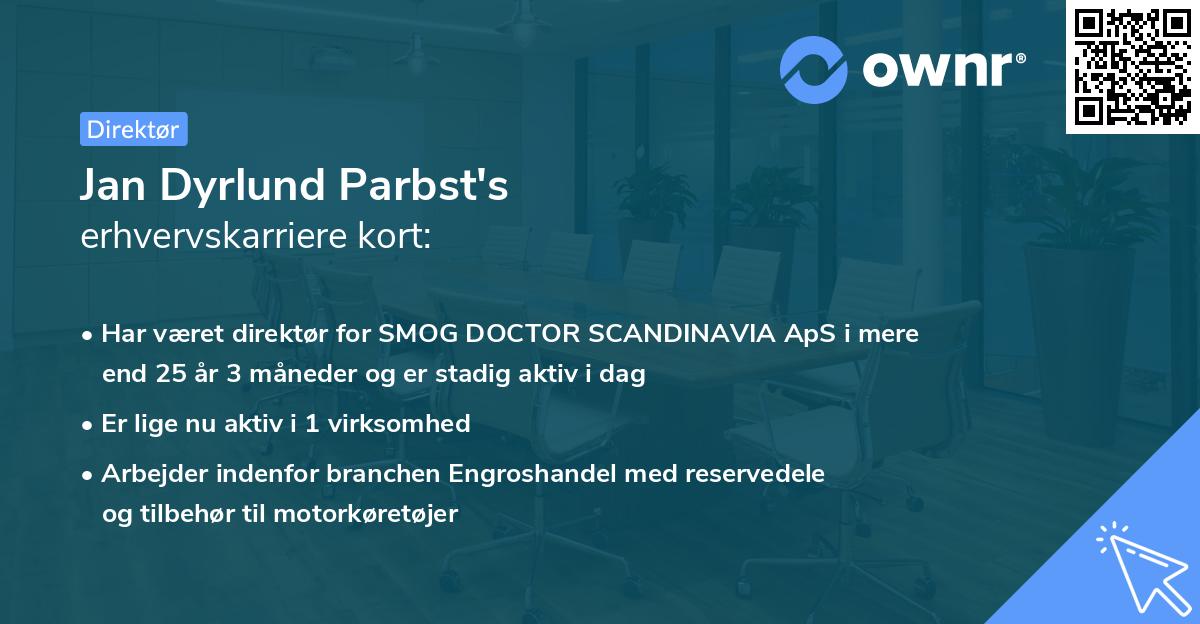 Jan Dyrlund Parbst's erhvervskarriere kort