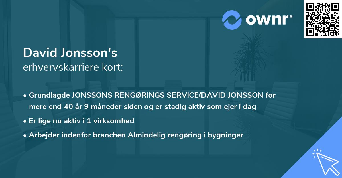 David Jonsson's erhvervskarriere kort