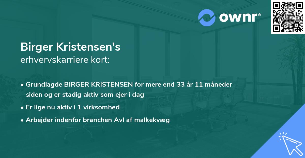 Birger Kristensen's erhvervskarriere kort