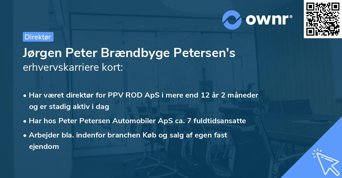 Jørgen Peter Brændbyge Petersen's erhvervskarriere kort