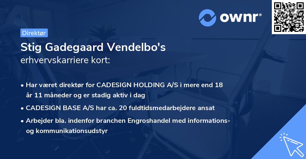 Stig Gadegaard Vendelbo's erhvervskarriere kort