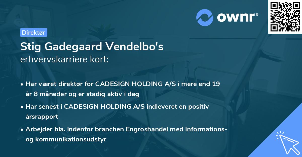 Stig Gadegaard Vendelbo's erhvervskarriere kort