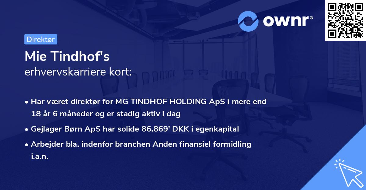 Mie Tindhof's erhvervskarriere kort