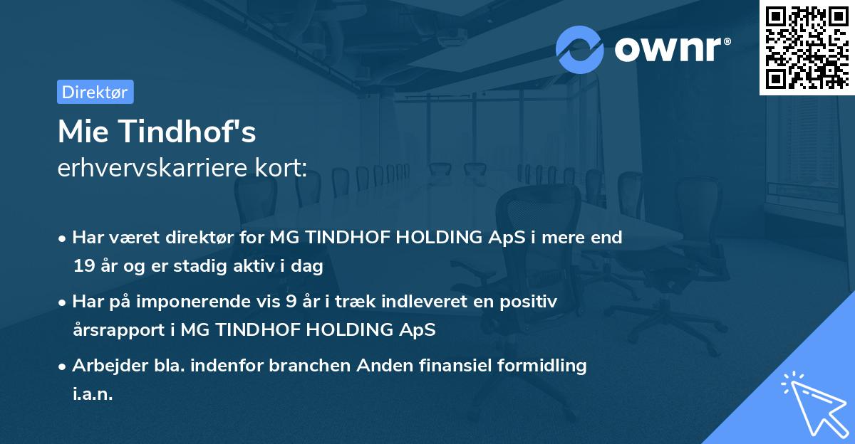 Mie Tindhof's erhvervskarriere kort