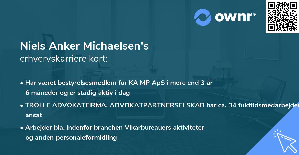 Niels Anker Michaelsen's erhvervskarriere kort