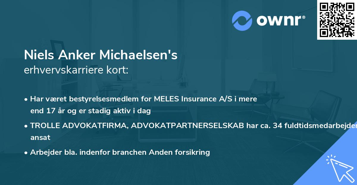 Niels Anker Michaelsen's erhvervskarriere kort