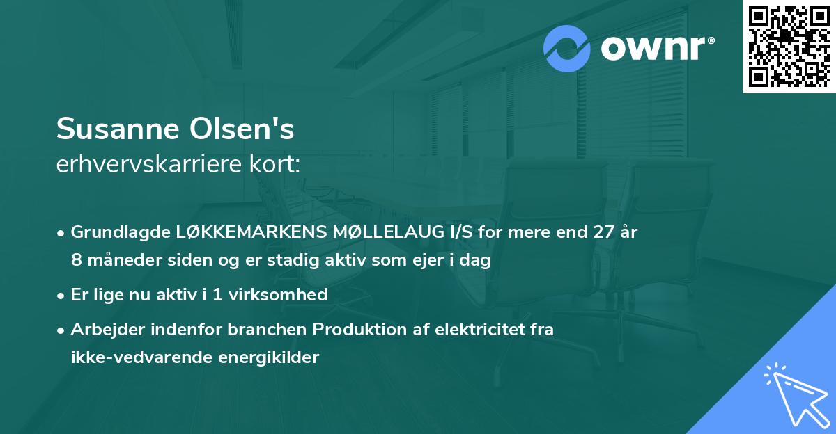 Susanne Olsen's erhvervskarriere kort