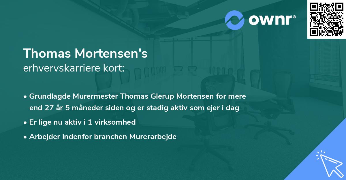Thomas Mortensen's erhvervskarriere kort