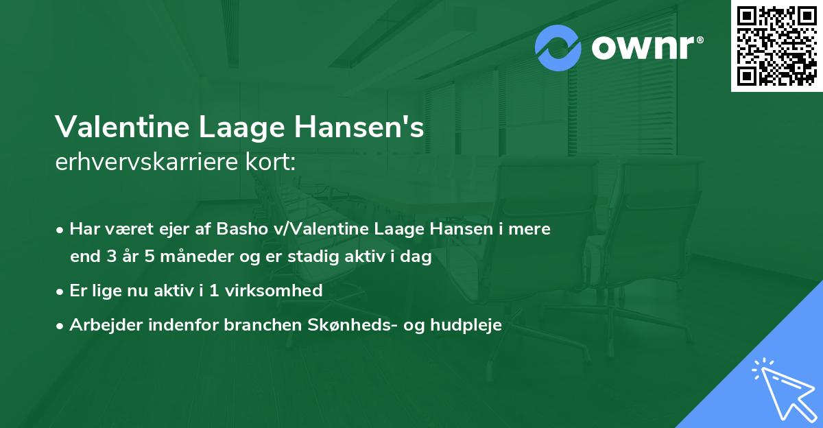 Valentine Laage Hansen's erhvervskarriere kort