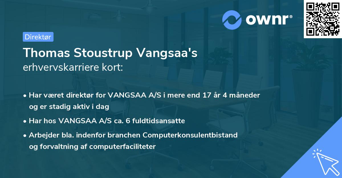 Thomas Stoustrup Vangsaa's erhvervskarriere kort