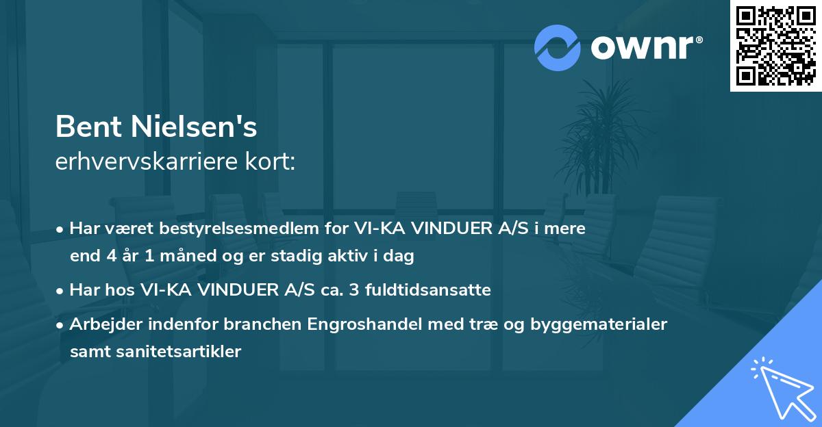 Bent Nielsen's erhvervskarriere kort