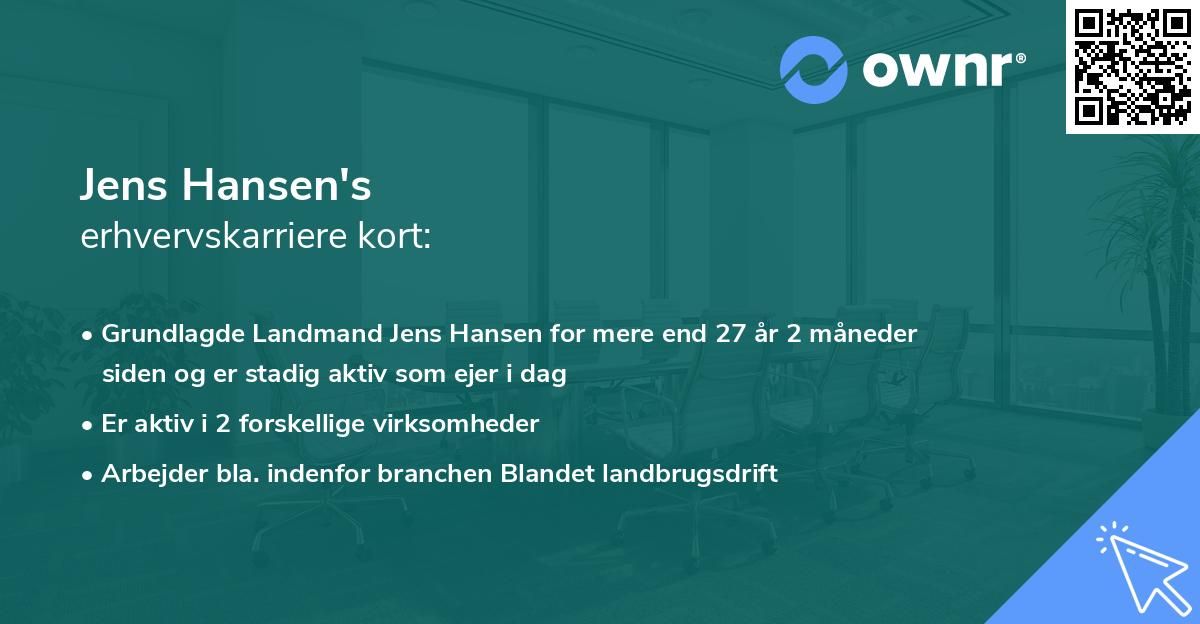Jens Hansen's erhvervskarriere kort