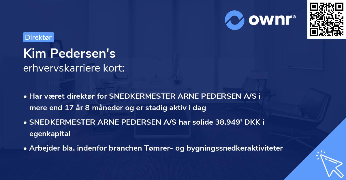 Kim Pedersen's erhvervskarriere kort