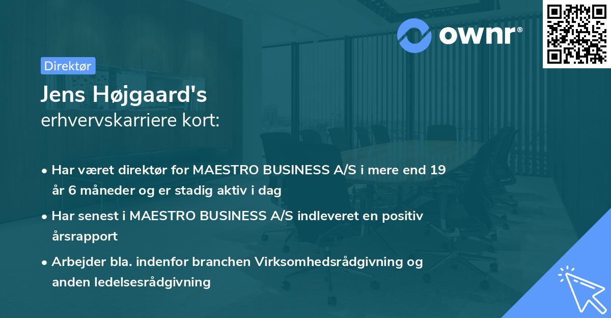 Jens Højgaard's erhvervskarriere kort