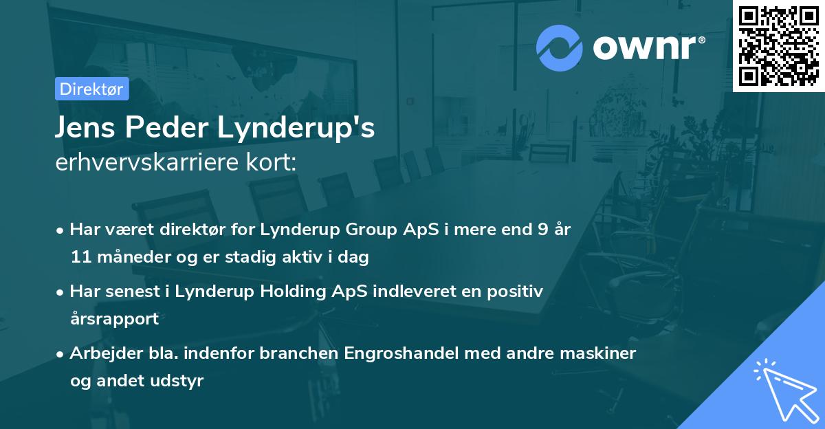 Jens Peder Lynderup's erhvervskarriere kort